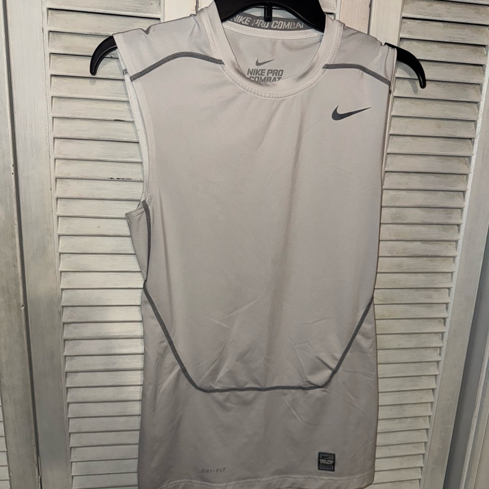 Nike Men’s Sleeveless Dri-FIT Training Tank - White with Gray Swoosh